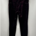 7 For All Mankind  Burgundy Velvet‎ Mid Rise Skinny Jean Pants Size 32 Photo 6