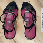 Kate Spade  New York Black Satin Open Toe‎ Embellished Strappy Heel - Size 7B Photo 4
