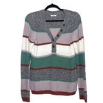 Maurice's Multicolor Striped Button Front Henley Knit Sweater Photo 1