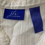 Buttons Vintage Button Up Jacquard Blouse L White Heart  V Neck Lace Long Sleeves Photo 6