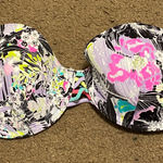Victoria's Secret  Black‎ Floral Neon Multicolor Bikini Top Size 34C Photo 0