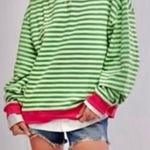 Free People We The Free,  Classic Oversized Green & Pink Small NWT Photo 0