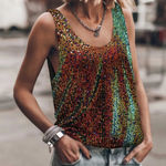 Siegel Silk Blend Sequin Y2K Burgundy Tank Top S Red Photo 0