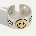 925 Sterling Silver Smiley Face Ring Photo 0