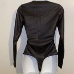 Naked Wardrobe Faux Leather Black Thong Bodysuit NEW size Small Photo 8