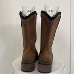 Tan Brown Faux Leather Braided Mid Calf Western Boho Cowboy Boots 10.5 WMNS Photo 2