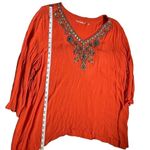 Soft Surroundings Orange Gauze Beaded Vneck Boho Resort wear Bohemian boho 2X Photo 5