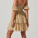 ASTR The Label Yellow Multi Floral Off The Shoulder Two Tier Mini Dress XS Photo 3
