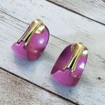 Vintage Clip On Earrings Fuchsia Hoops Photo 7