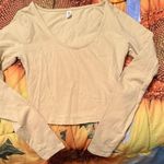 BP Beige Scoop Neck Long Sleeve Crop Top Photo 0