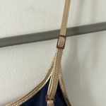 Aerie Women's Scoop Metallic Navy Gold Trim Adjustable Bralette Bra Small NWOT Photo 2