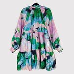 Stine Goya Womens Dress Blue Jasmine Floral Mini Satin Tiered A Line Boho Small Photo 2