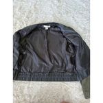 Sans Souci Faux Leather Olive Green Sleeve Jacket Bomber Moto Style Photo 8
