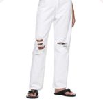 AGOLDE NWT  90s Mid Rise Loose Fit Distressed Denim Straight Jeans White Size 27 Photo 15