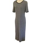 Popular 21 NWOT Women Black White Striped Stretch Bodycon Midi Dress Size Large Photo 5