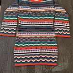 Free The Roses XS Chevron Striped Knit Sweater Dress Long Sleeve Crew Neck Blue Photo 4