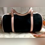 Juicy Couture NEW Pink Black Velour Mini Barrel Bag Photo 3