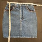 VTG 80s 90s youthful cottagecore whimsy floral fabric detail denim mini skirt 26 Photo 2