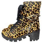 Schutz  Shoes Women Size 6.5 Leopard Ankle Combat Boots Chunky Heel Leather Hair Photo 3