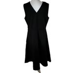 Lands' End Size 14 Stretch Ponte Knit Sheath Dress Sleeveless Black Pockets Photo 1