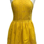 Abercrombie & Fitch  Retro Eyelet Halter Sleeveless Mini Dress Yellow size Large Photo 0