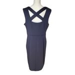 T Tahari Women’s Scuba Sheath Sleeveless Dress Size 14 Navy Crisscross Back Photo 5