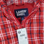 Lands' End NEW Puffer Vest size 1X Goose Down Fill 600 Red Plaid Tartan Photo 1