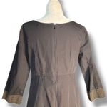 Eshakti  Black Cotton Dress Embroidered Oak Leaf Acorn Midi Fall Folk Boho Size 6 Photo 4