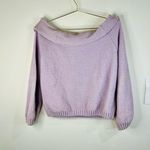 My Michelle MM by Michelle Women’s Lavender Cable Knit Off-Shoulder Sweater Medium Cozy Chic Photo 4