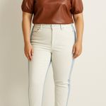 Ann Taylor LOFT Size 8 White Jeans with Light Blue Stripes Photo 3