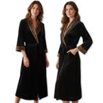 Regency Goth Velvet Robe with Cheetah Leopard Lapel‎ Black Size M Photo 1