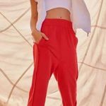 Free People Women's Size S Red Where The Wind Blows Jogger Sweatpants NWT Photo 0