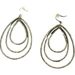 Teardrop Dang Tiered Earrings Glitter Corded Hook Back Gold Formal Casual Photo 0