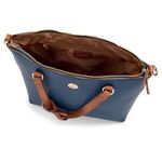 Anne Klein Navy/Brown Alex Varsity Satchel Purse w/ID holder and Crossbody Strap Photo 1