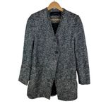 ZARA  Basic‎ Collection Textured Knit Tweed Blazer Jacket Medium Blue Office Chic Photo 0