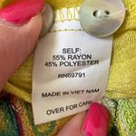 Fig & Flower  Yellow Embroidered Floral Button Front Long Sleeve Tunic Top Sz L Photo 2