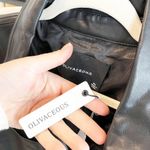 Olivaceous  Faux Leather Snap Button Down Shirt Oversized Black Medium / Large Photo 2