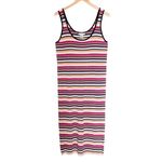 Club Monaco NWT  Dress Summer Stripes Rib Knit Midi Tank Dress Women’s Size Large Photo 2