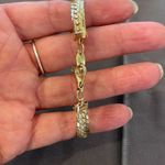 Set Of 2 Womens Cuban Link Chain Magnetic Two Tone Bracelet Silver Gold Photo 4