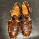 Joan & David Vintage Crocodile Embossed Leather Exotic Breatheable Chunky Loafers Flats Tomboy Masc Boho Block Cutouts D’orsay Woven Photo 3