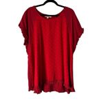 Umgee USA 1XL Red Linen Blend Top Fringe Detail Boho Blouse Women's Size 1X Photo 6