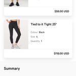 Lululemon Black Tied To It Leggings 25” Size 4 Photo 1