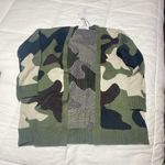 NEW Workshop Republic Clothing Green Camo Print Open cardigan, Size Large Black Photo 2