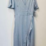 MELLODAY NWT  baby blue high low midi dress V Neck tie flutter sleeve size small Photo 2
