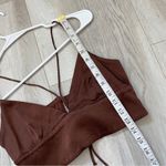 ZARA Crop Tank Top satin effect criss cross back Womens Brown (medium) going out Photo 6