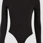 RE/DONE  Women's Black Basic‎ Long Sleeve Crewneck Thong Bodysuit 125$ Size Small Photo 0