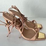 Schutz Vikki Leather Ankle Wrap Tie Strap Stiletto Sandal Heels Tan Size 9.5 Photo 5