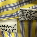Vintage Napa Valley Embroidered Short Sleeve Button Up Blouse Striped Shirt XL Yellow Photo 12
