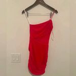 Revolve Superdown Jerica Mesh One‎ Shoulder Mini Dress in Hot Pink Photo 3