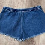 Aerie  Chambray Pull On Drawstring Frayed Blue Shorts Medium Photo 2